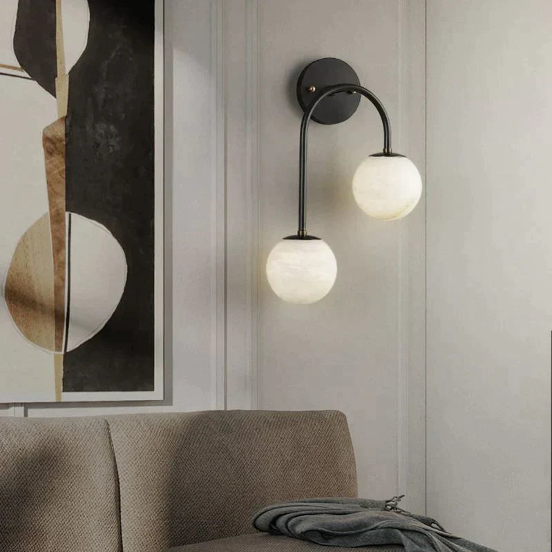 Alabaster Globe Modern Wall Sconce In Bedroom - Yovalighting