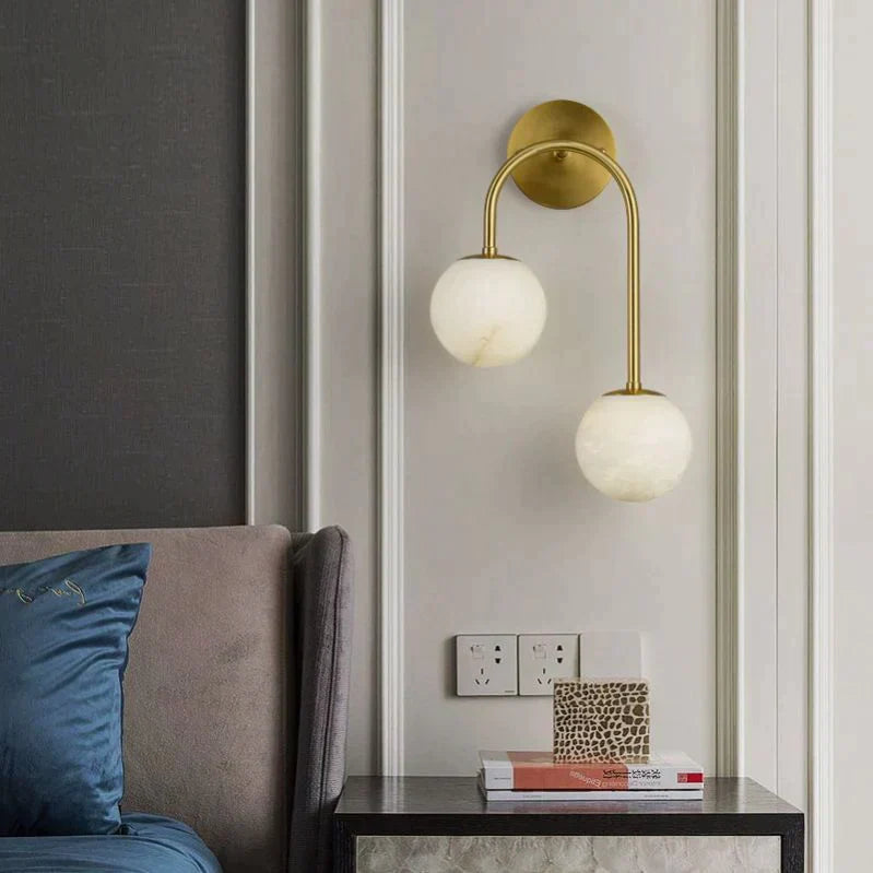 Alabaster Globe Modern Wall Sconce In Bedroom - Yovalighting