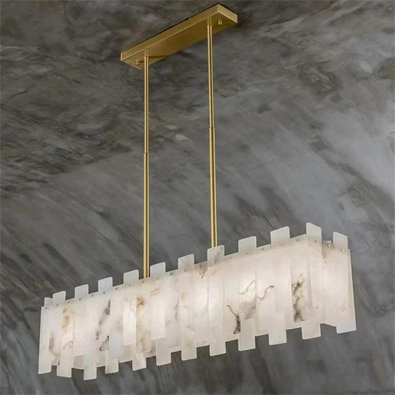 Modern Flake Alabaster Linear Chandelier - Yovalighting