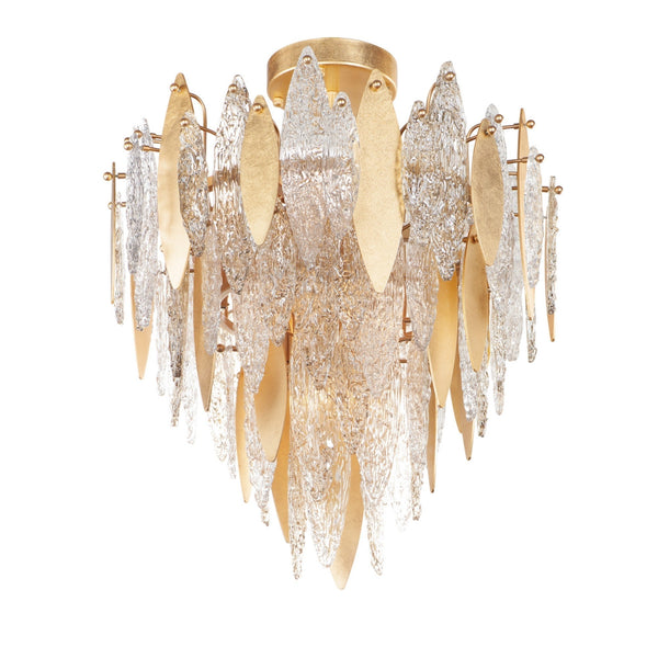 Sylva Champagne Gold Crystal Leaf Flush Mount Ceiling Light 29''