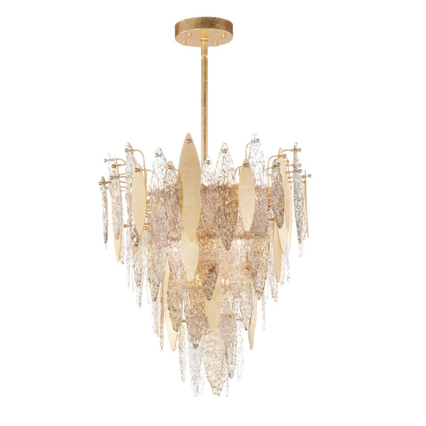 Sylva Champagne Gold Crystal Leaf Chandelier 24'' 33''D
