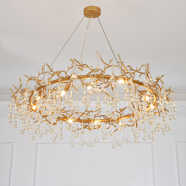 Iris Raindrop Clear Crystal Ring Branch Chandelier