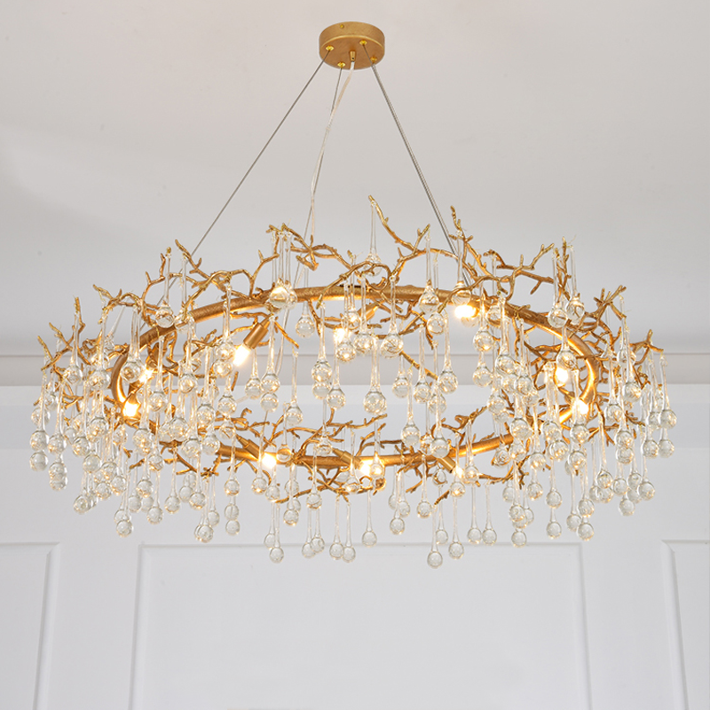 Iris Raindrop Clear Crystal Ring Branch Chandelier