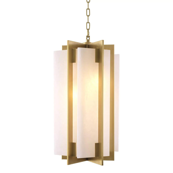 Lugano Modern Brass Alabaster Chandelier - (Antique Brass Finish | Alabaster)