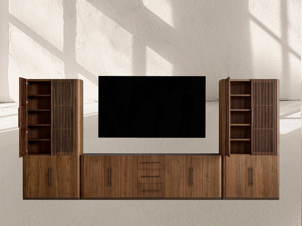 Piermont Modular Reeded Media Cabinet Set With Drawers