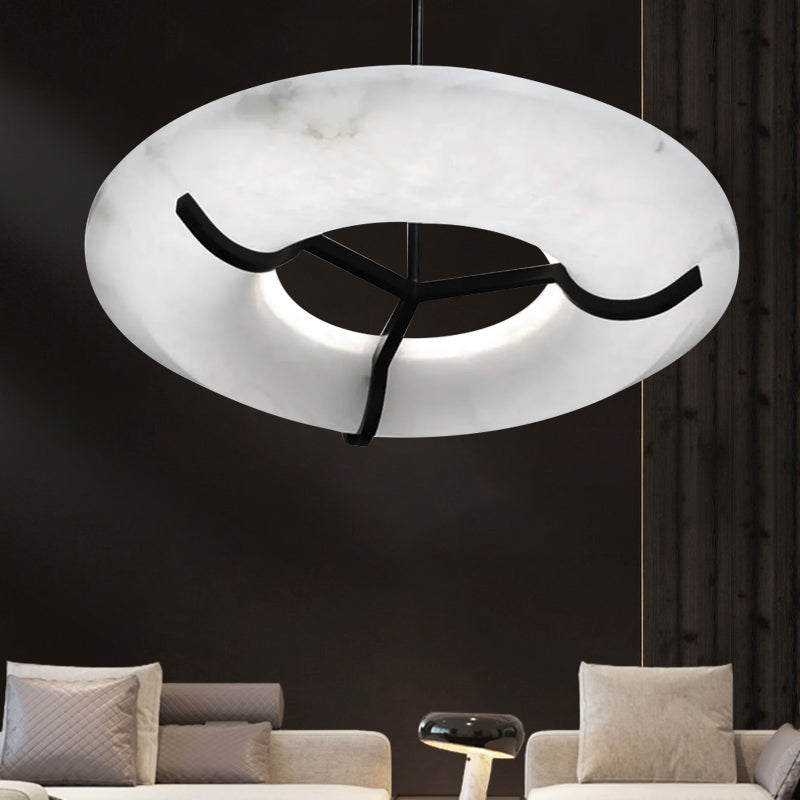 Glacera Modern Round Alabaster Dining Room Chandelier - Yovalighting