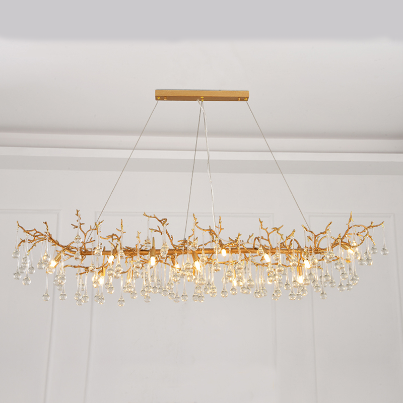 Iris Raindrop Clear Crystal Branch Chandelier