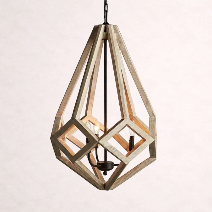 Wooden Prism Chandelier in Natural
