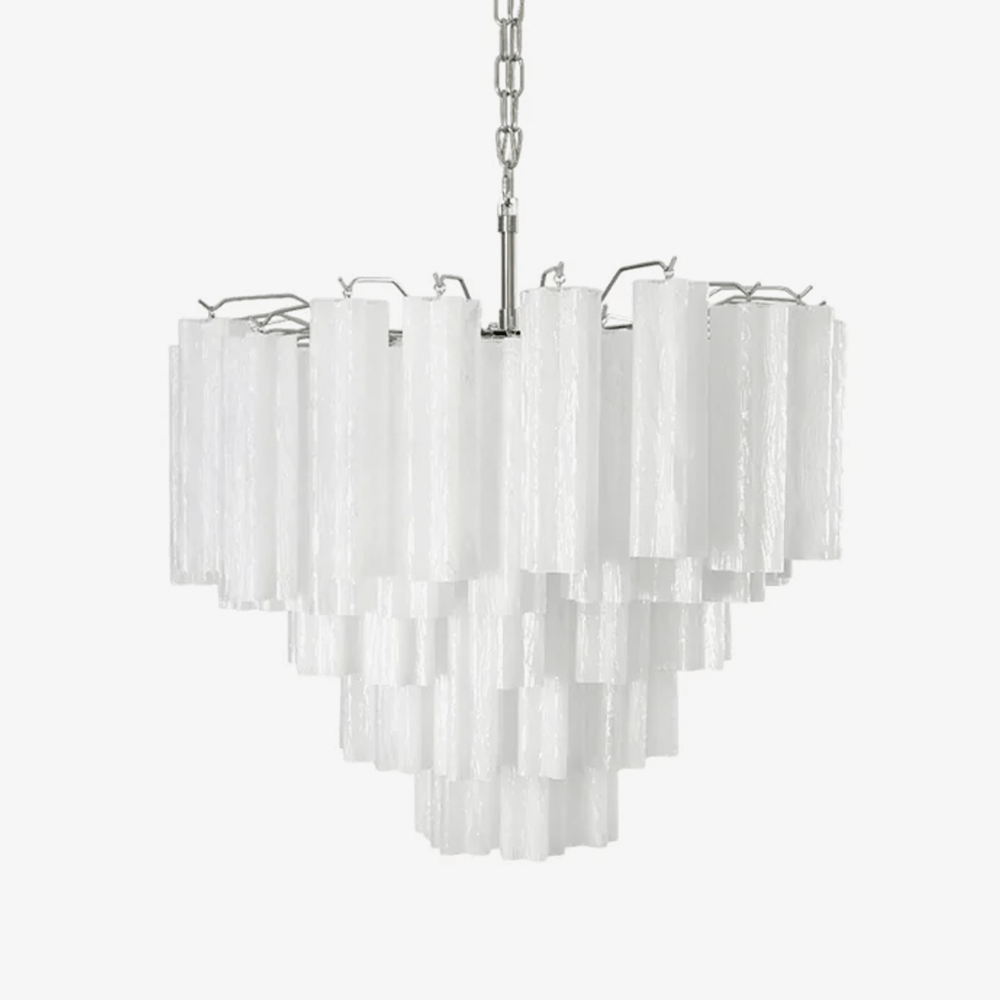 Contemporary Frosted Murano Cascade Chandelier