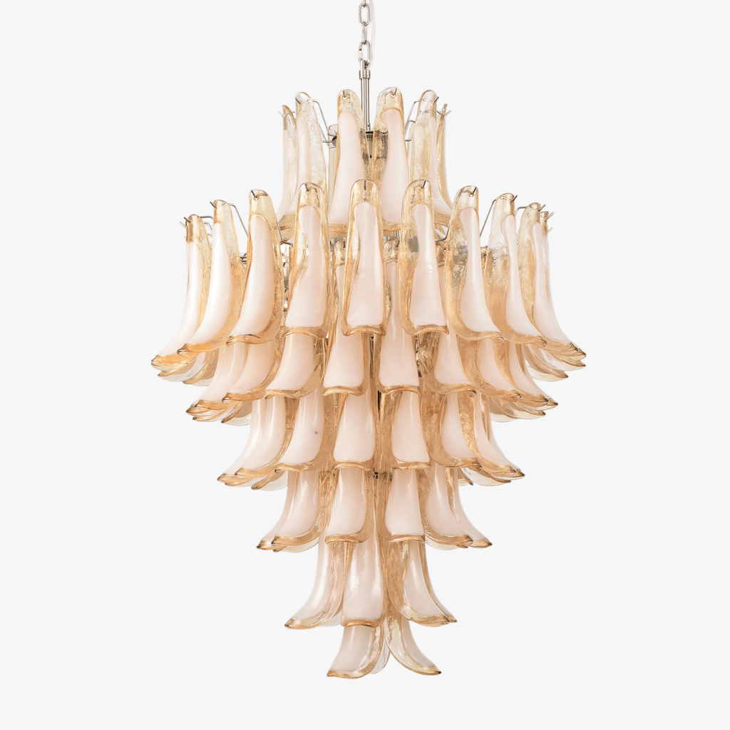 Designer Amber Cloud Murano Glass Petals Chandelier