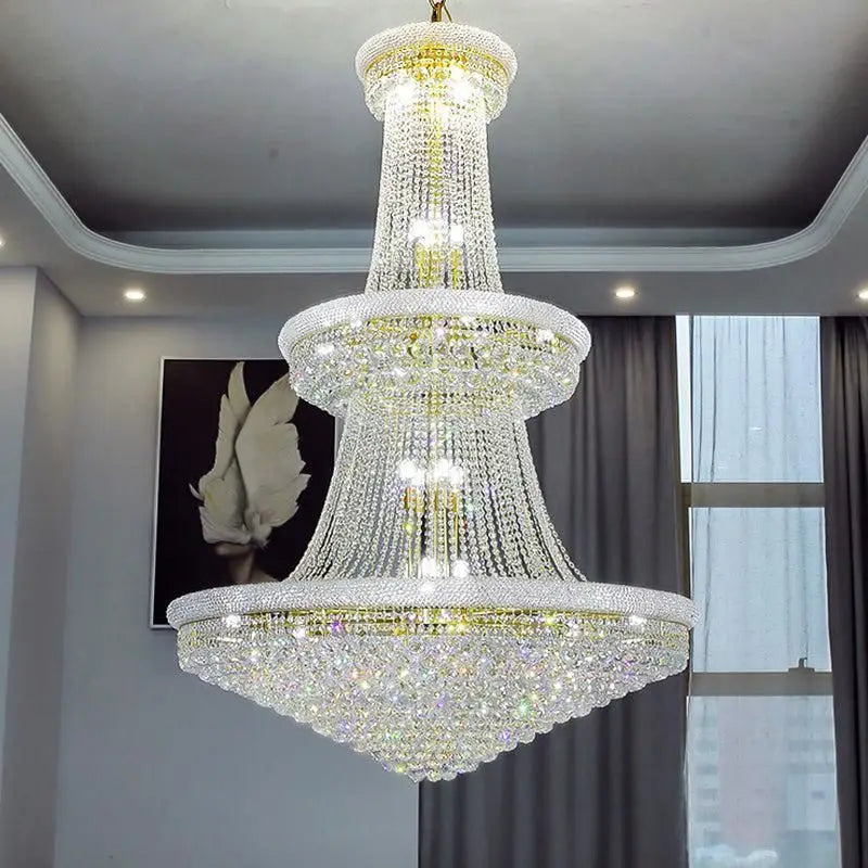 Kaler Elegant Luxury Living Room Three Tier Crystal Chandelier 30