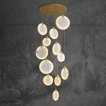 Queenie Alabaster Drop Long Round Chandelier