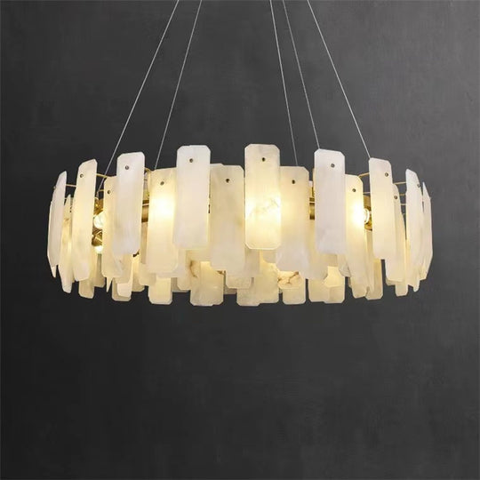 Alabaster Flake Round Chandelier 20" 23" 31" 39''D