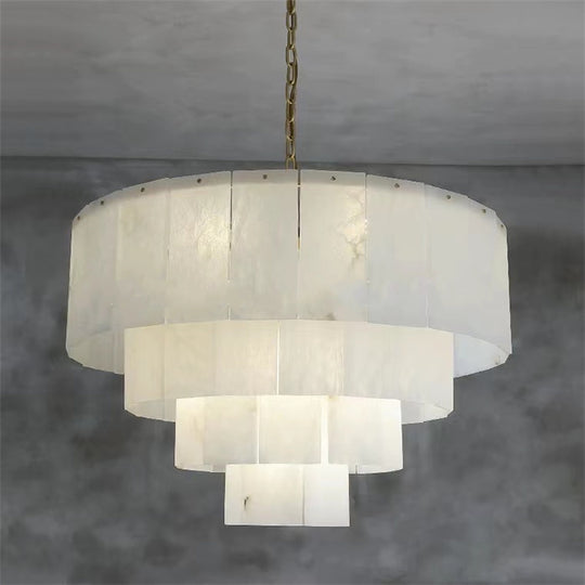 Brendra Classic Alabaster Multi-Layer Round Chandelier 31"
