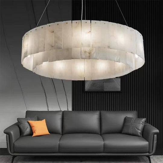 Brendra Alabaster 2-Tier Round Chandelier - Yovalighting