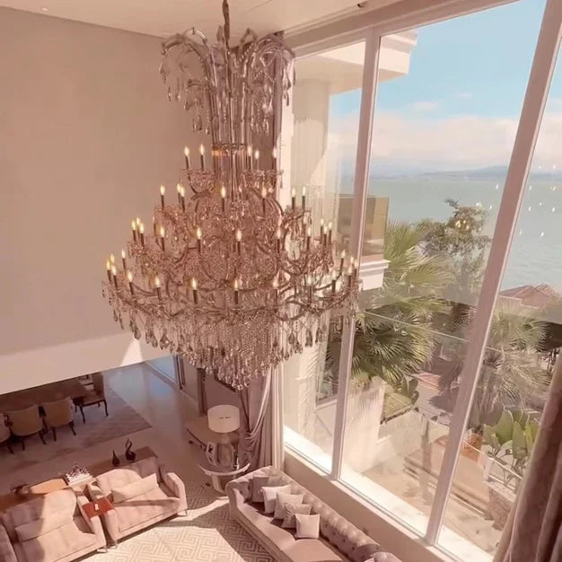 Luxury Multi-layer Tiered Candle Crystal Chandelier with Gold/Silver Metal Finish