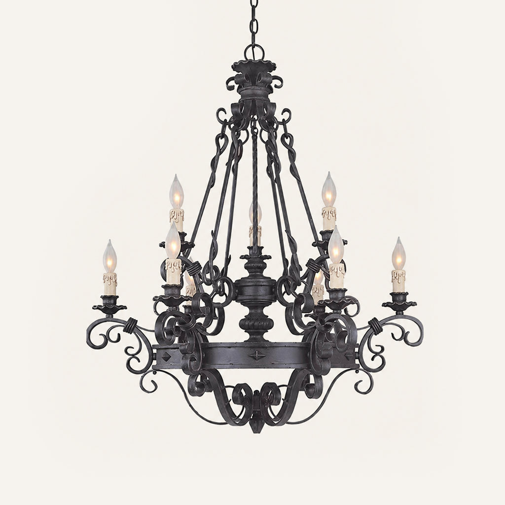 Vintage Iron Simple Candle Art Chandelier for Living Room / Villa / Stairs