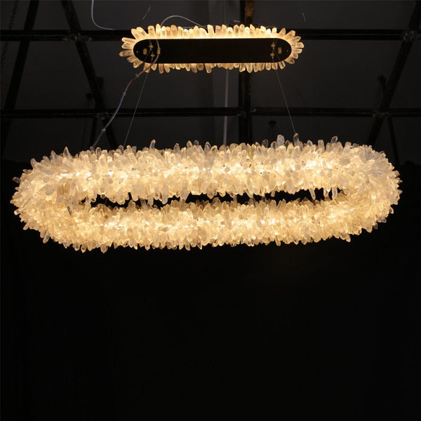 Cervine Oval Clear Geode Quartz Crystal Chandelier 47"