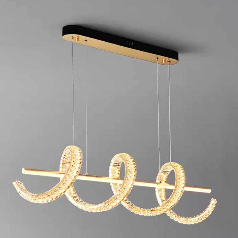 Modern Gold Art Light Luxury Crystal Chandelier for Dining Room/Kitchen Island