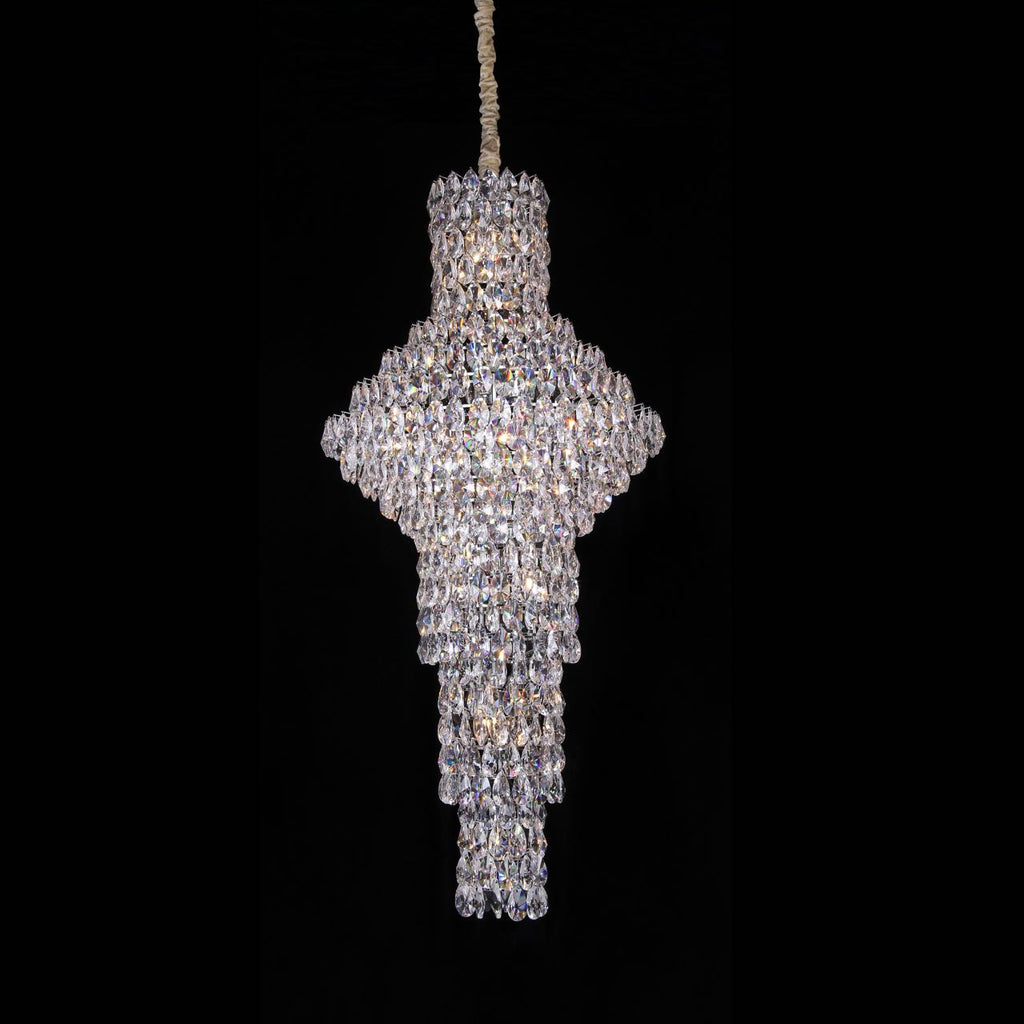 Modern Crystal Nail-Shaped Chandelier with Metal Finish for Foyer and Staircase