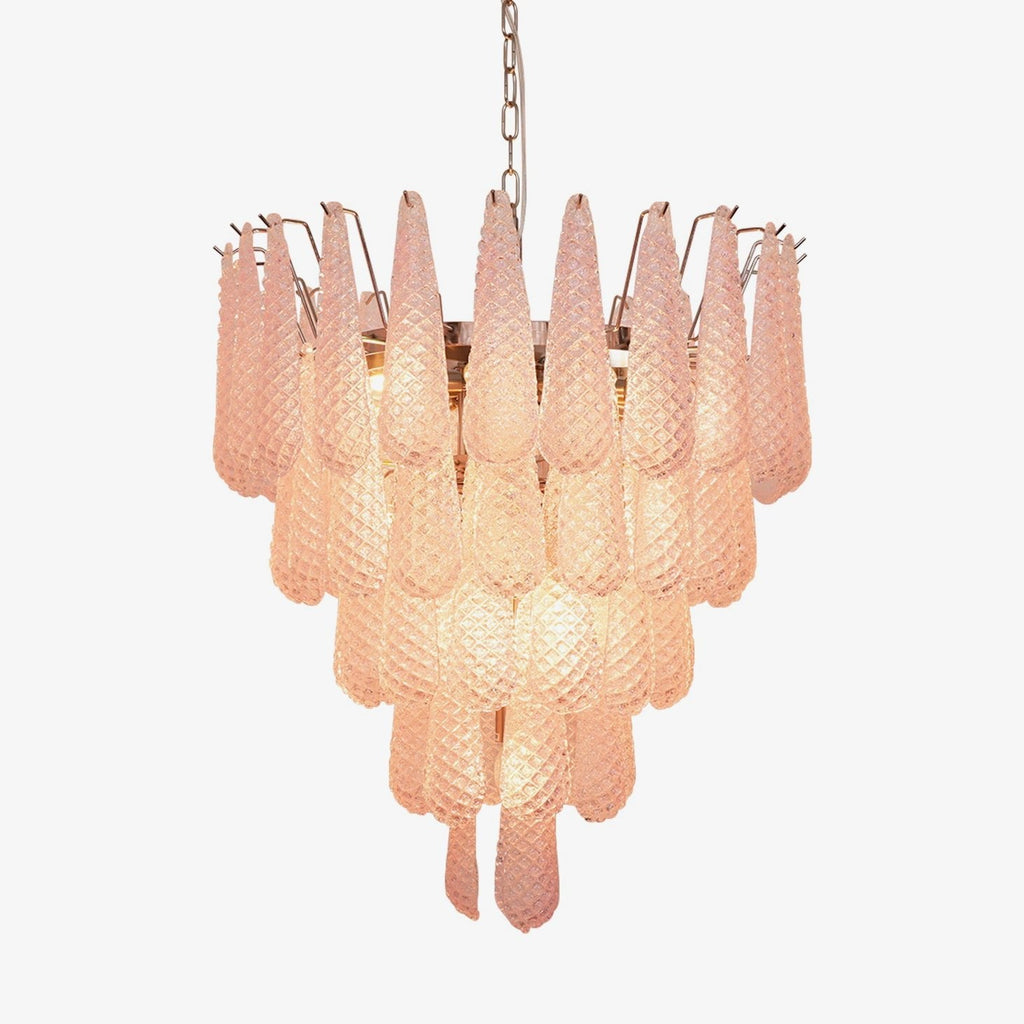 Modern Murano Pink Glass Dewdrop Chandelier