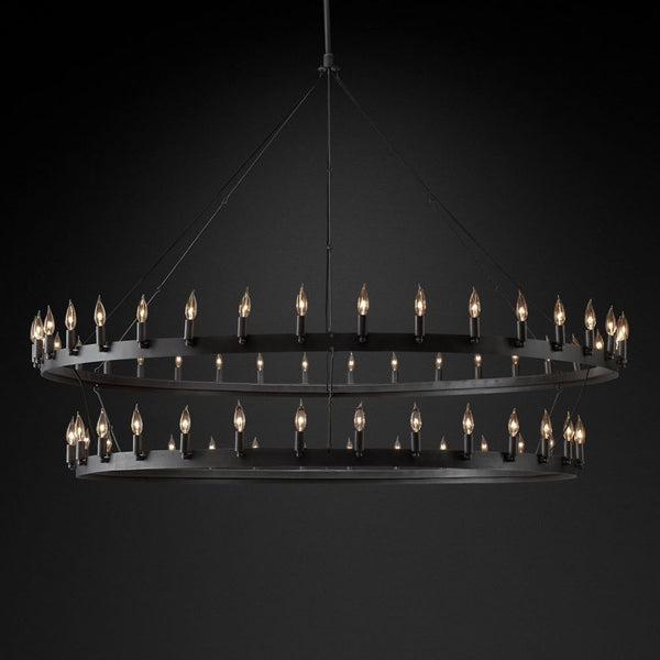 Camilo Vintage Candelabra 2-Tier Round Chandelier 73''D