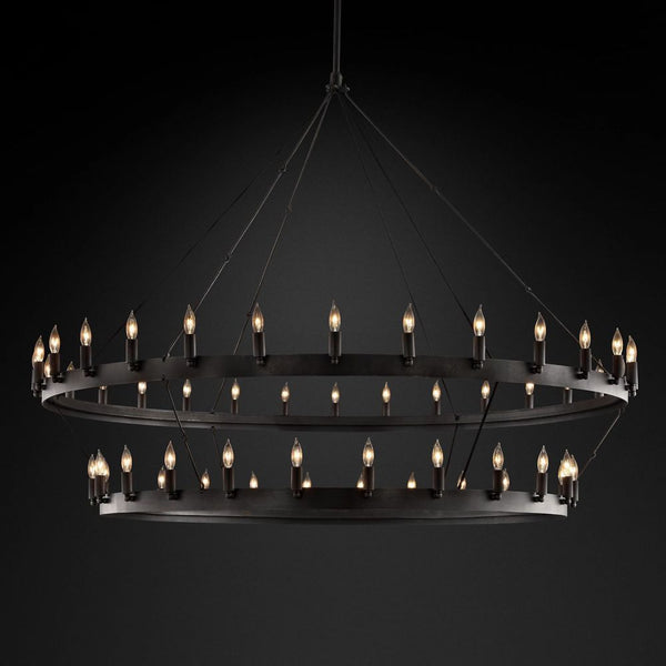 Camilo Vintage Candelabra 2-Tier Round Chandelier 63''D