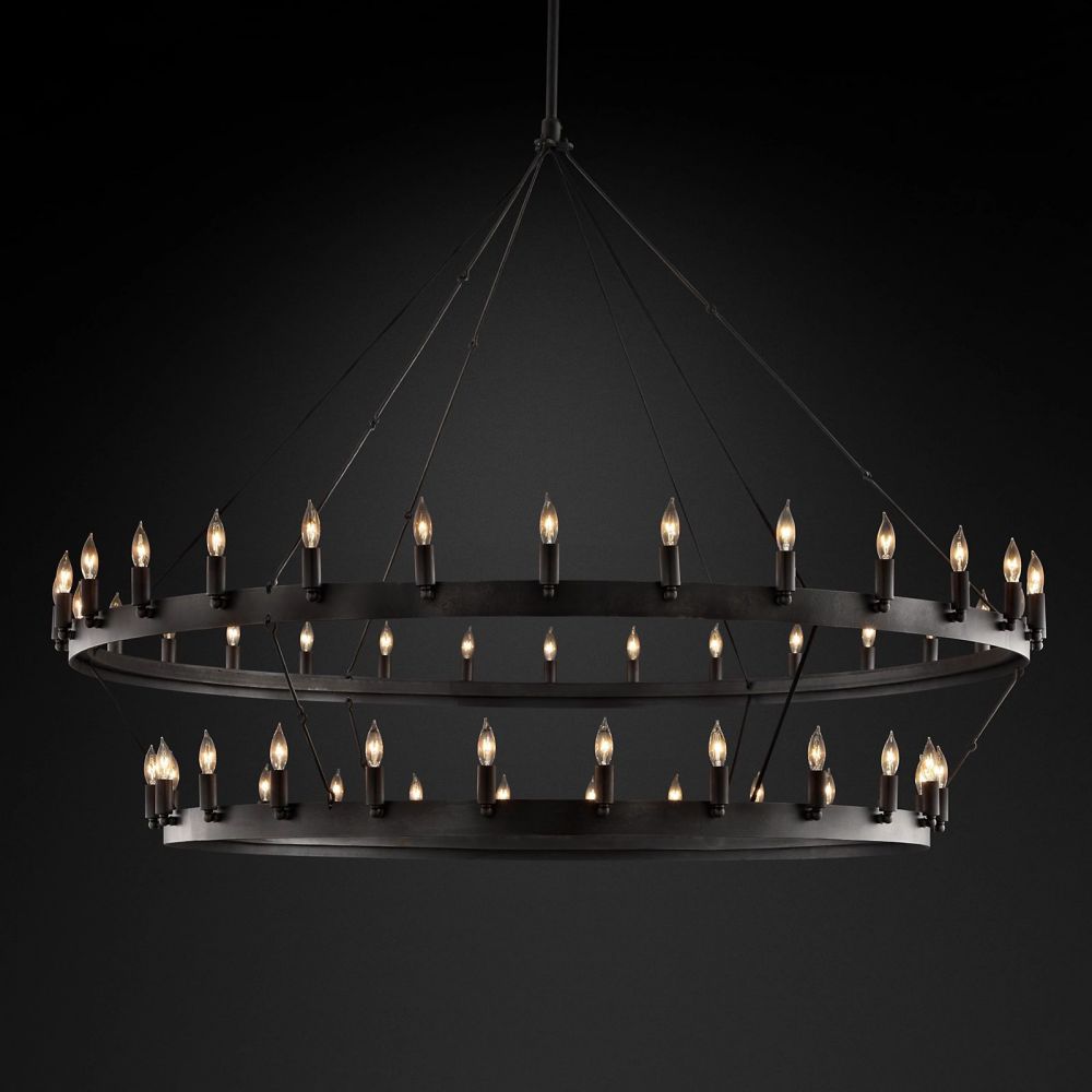Camilo Vintage Candelabra 2-Tier Round Chandelier 63''D