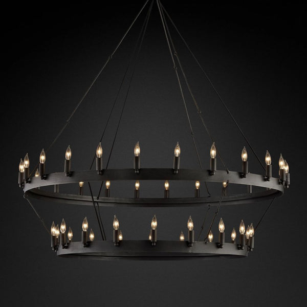 Camilo Vintage Candelabra 2-Tier Round Chandelier 50''D