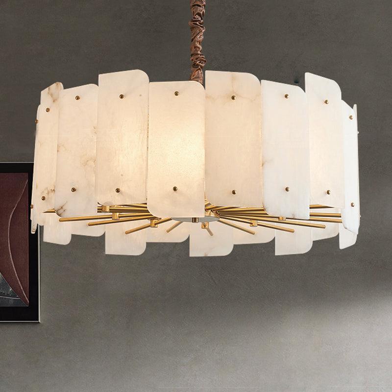 Alabaster Lorry Round Chandelier 20" 31" - Yovalighting