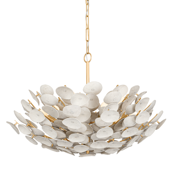 Aimi 9 Vintage Gold Leaf Chandelier Ceiling Light