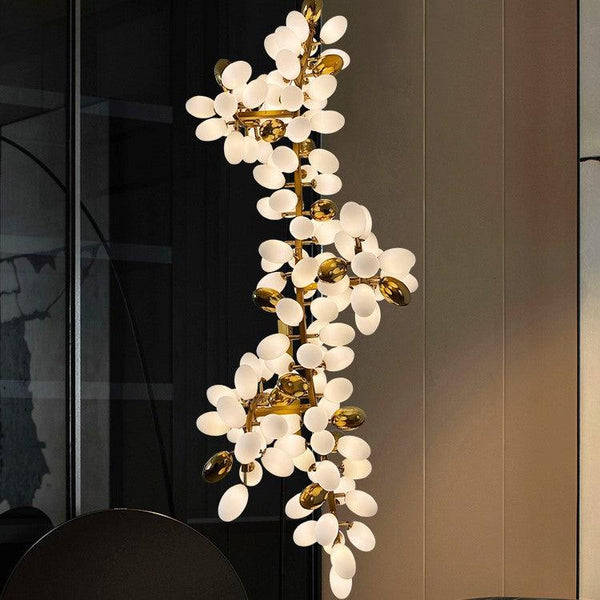 Large Branch Copper Chandelier with Grape Shape
