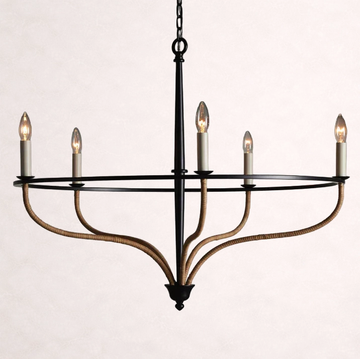 Rosalind Rattan Chandelier in Black