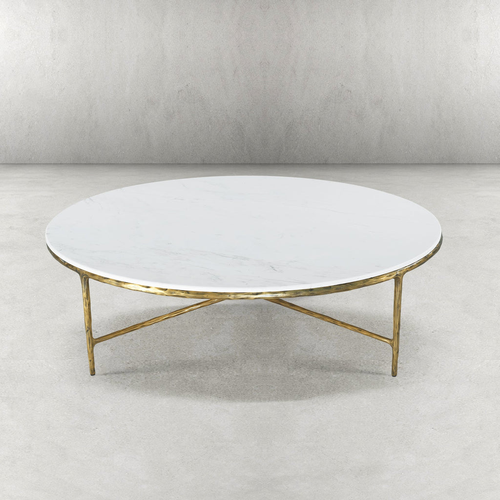 Vintage Forged Marble Round Coffee Table 55
