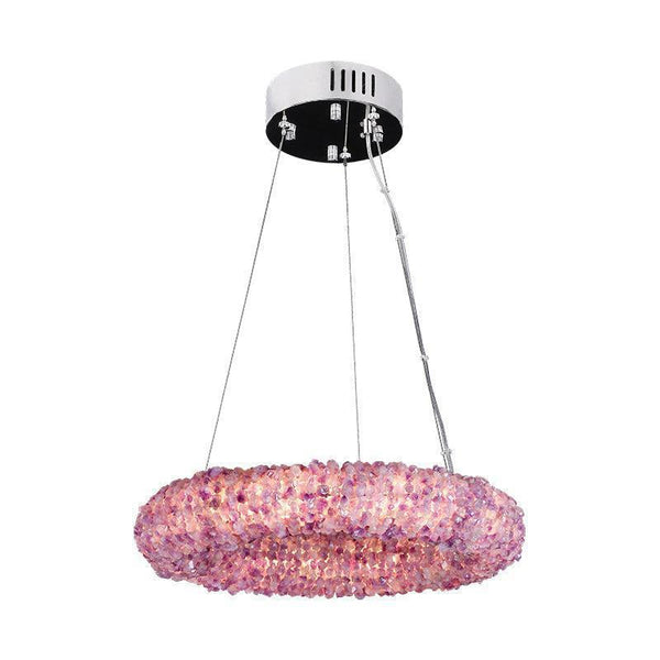 Derek Modern Pink Crystal Cluster Round Chandelier