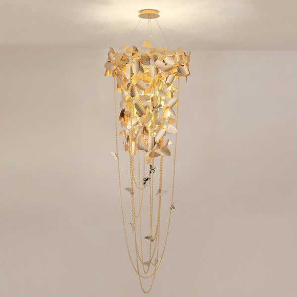 Della Modern Gold Leaf Staircase Chandelier
