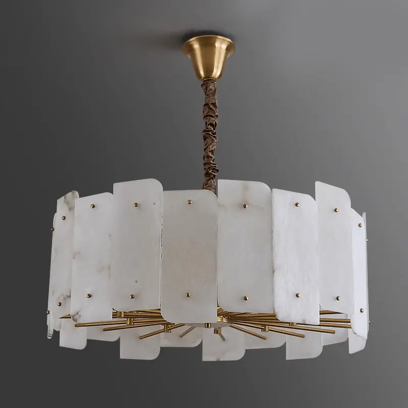 Alabaster Brass Dining Room Round Chandelier - Yovalighting