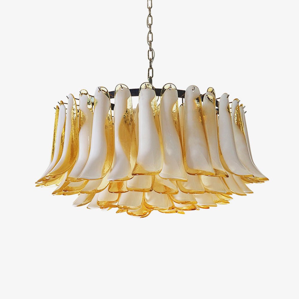 Designer Petal Amber Murano Glass Chandelier