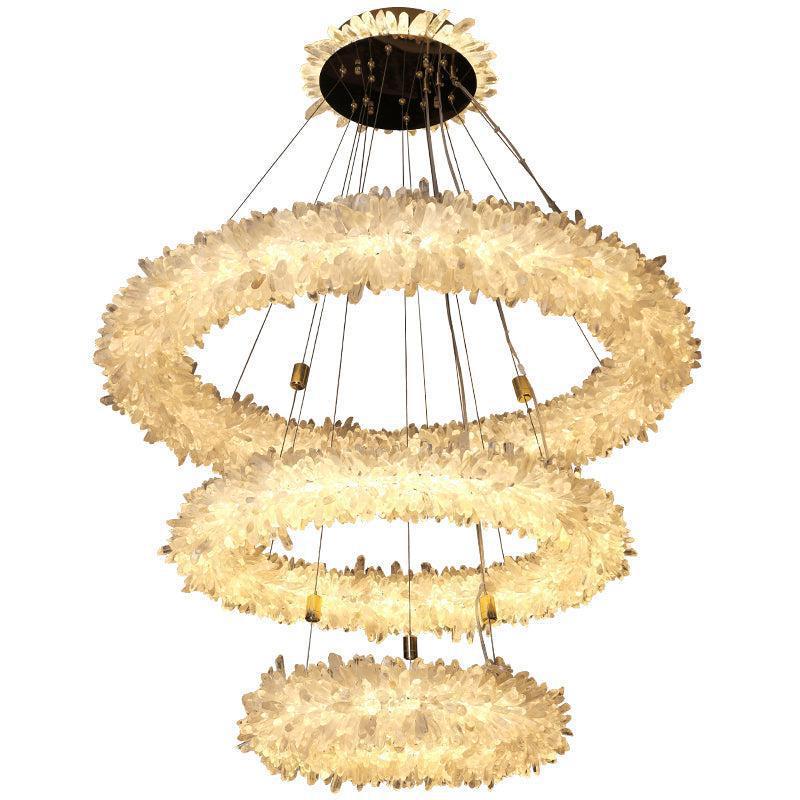Derek Modern Rock Quartz Crystal Cluster Halo Chandelier