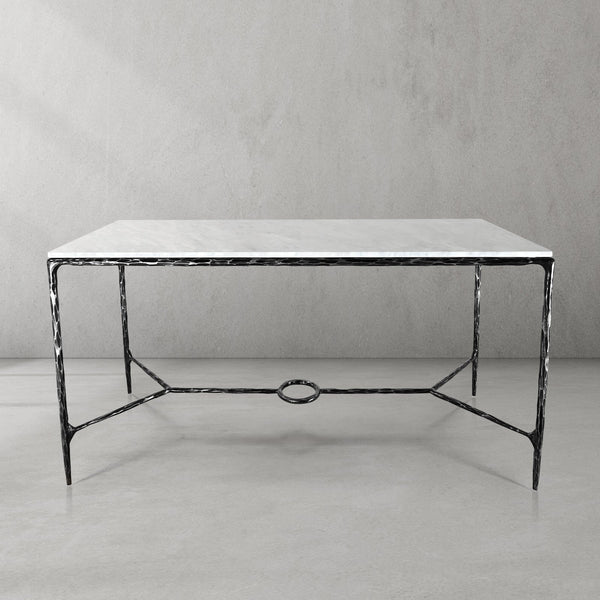 Thaddeus Forged Iron Rectangle Marble Desk