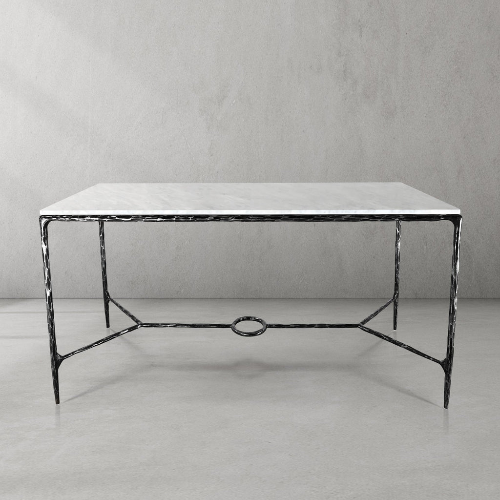 Vintage Forged Iron Rectangle Marble Desk