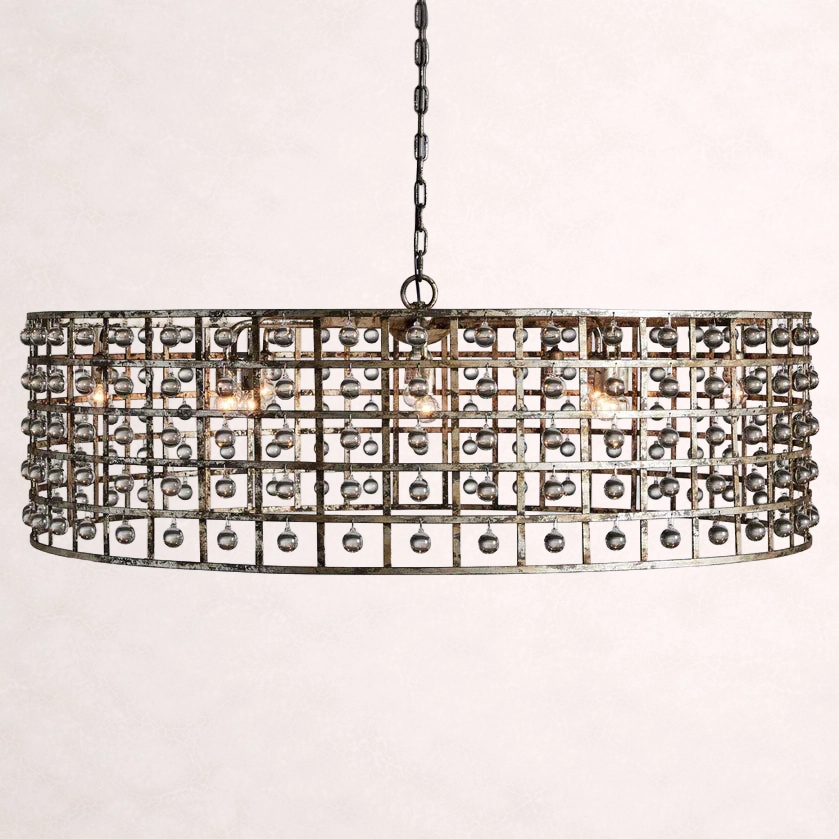 La Cage 12-Light Round Chandelier in Silver Clay