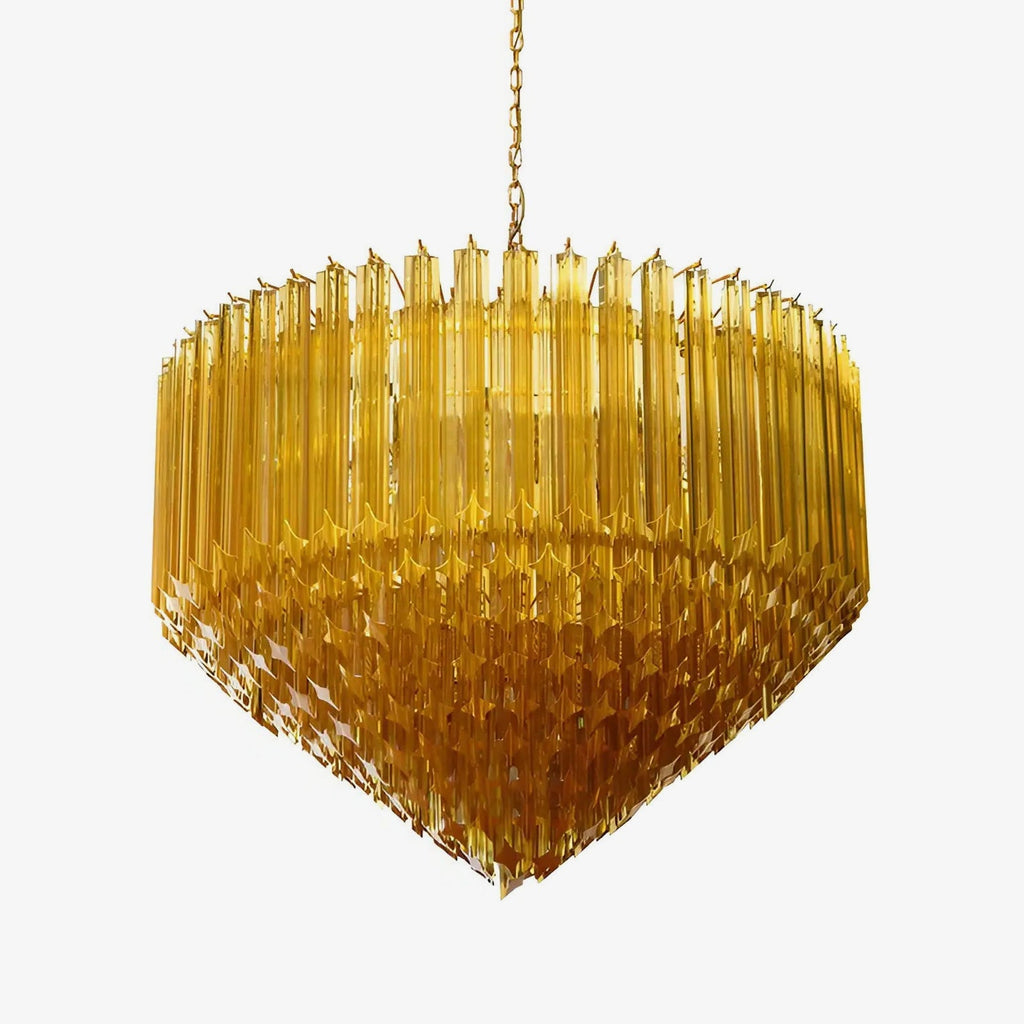 Contemporary Prism Murano Amber Glass Chandelier