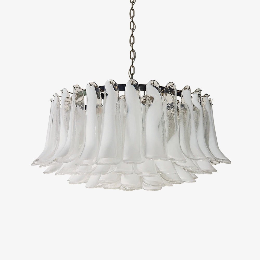 Modern Petals White Murano Chandelier