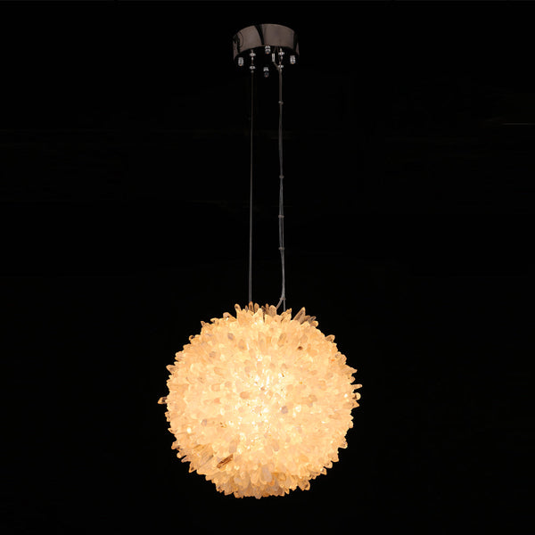 Cervine Clear Geode Quartz Crystal Ball Pendant Light 9" 12" 16" 20"