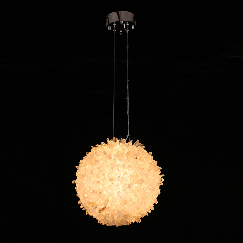 Cervine Clear Geode Quartz Crystal Ball Pendant Light 9