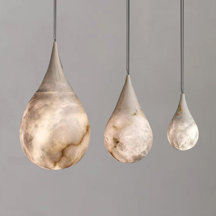 Alabaster Raindrop Pendant Lighting, Dining Table Pendant - Yovalighting