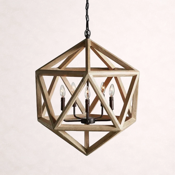 Wooden Geode Chandelier in Natural