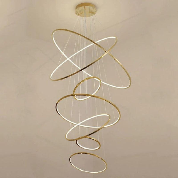 Multi Rings Modern Staircase Chandelier