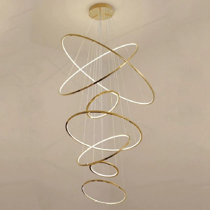 Multi Rings Modern Staircase Chandelier